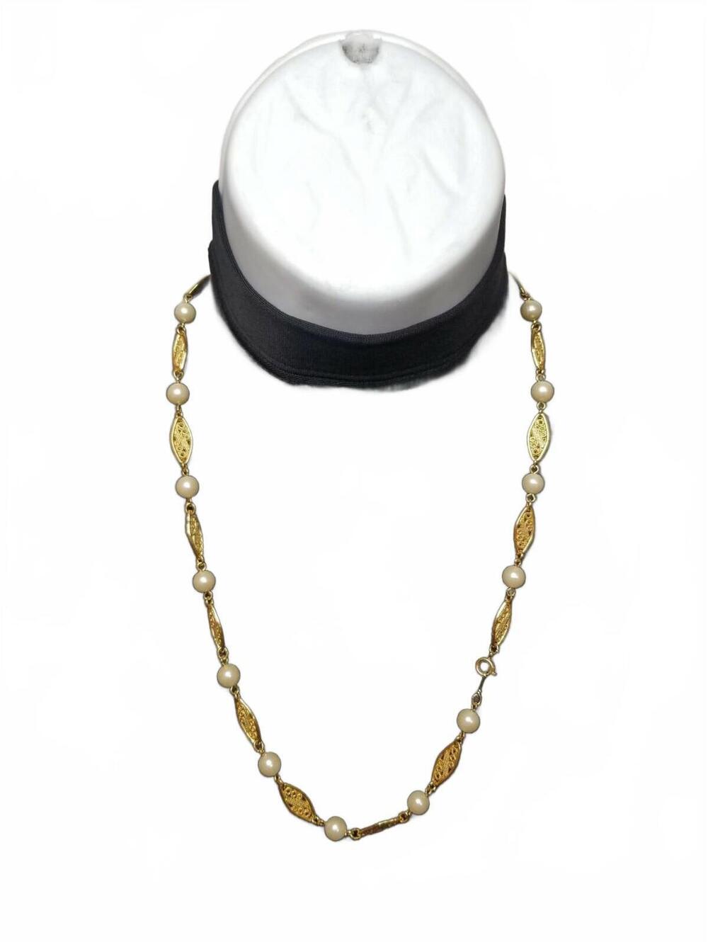 Vintage Mid-Century Women's/Womens/Unisex Goldtone & Faux Pearl 24" Necklace